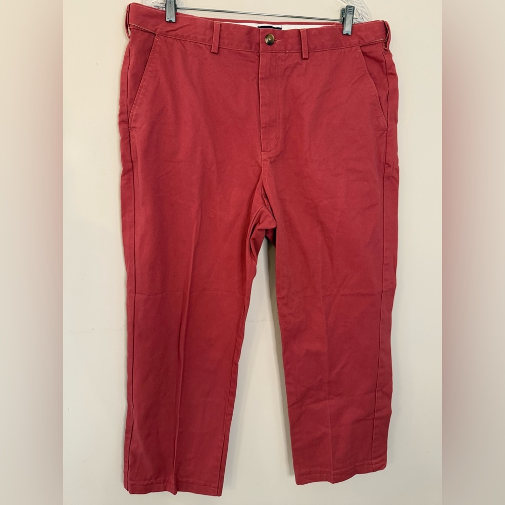 Land’s End Traditional Fit red chino pants comfort stretch waist pockets 38x30